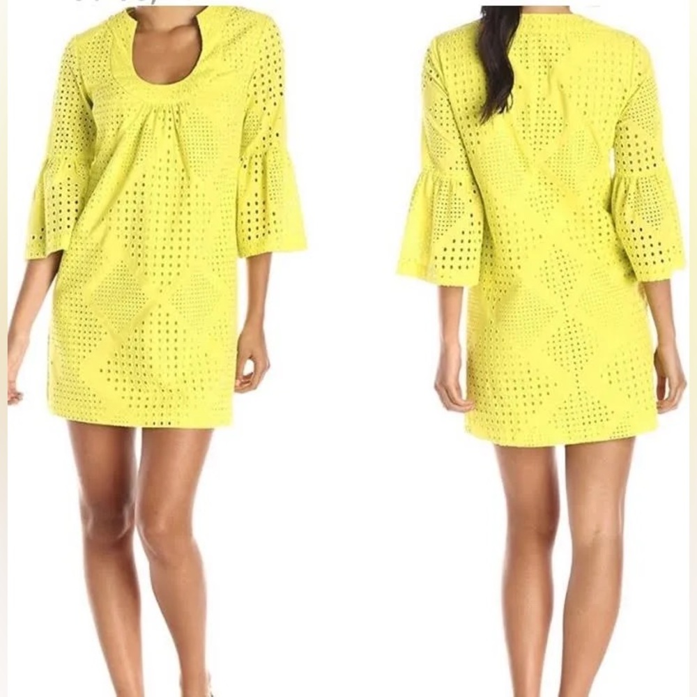 Trina Turk Bonita Eyelet Bell Sleeve Shift Dress size 4 - Picture 1 of 7